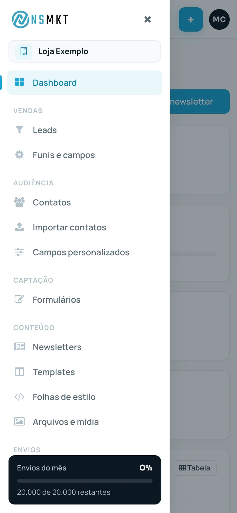 Painel no celular